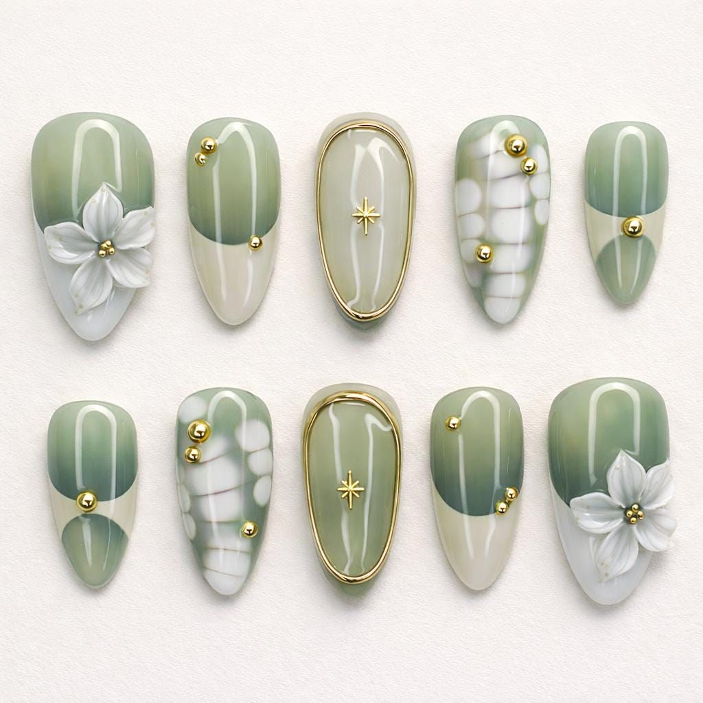 Uñas esmeralda veraniego
